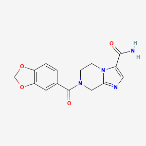 molecular formula C15H14N4O4 B3817915 7-(1,3-benzodioxol-5-ylcarbonyl)-5,6,7,8-tetrahydroimidazo[1,2-a]pyrazine-3-carboxamide 