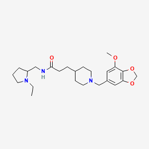 molecular formula C24H37N3O4 B3817917 N-[(1-ethyl-2-pyrrolidinyl)methyl]-3-{1-[(7-methoxy-1,3-benzodioxol-5-yl)methyl]-4-piperidinyl}propanamide 