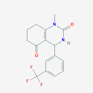 molecular formula C16H15F3N2O2 B381793 1-methyl-4-[3-(trifluoromethyl)phenyl]-4,6,7,8-tetrahydroquinazoline-2,5(1H,3H)-dione 