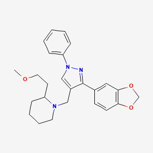 molecular formula C25H29N3O3 B3817940 1-{[3-(1,3-benzodioxol-5-yl)-1-phenyl-1H-pyrazol-4-yl]methyl}-2-(2-methoxyethyl)piperidine 