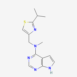 molecular formula C14H17N5S B3817957 N-[(2-isopropyl-1,3-thiazol-4-yl)methyl]-N-methyl-7H-pyrrolo[2,3-d]pyrimidin-4-amine 