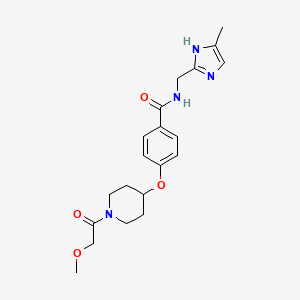 molecular formula C20H26N4O4 B3817962 4-{[1-(methoxyacetyl)-4-piperidinyl]oxy}-N-[(4-methyl-1H-imidazol-2-yl)methyl]benzamide 