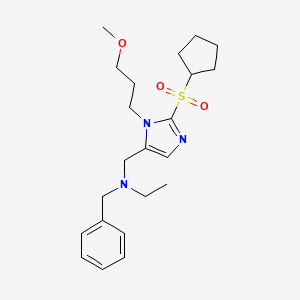 molecular formula C22H33N3O3S B3817968 N-benzyl-N-{[2-(cyclopentylsulfonyl)-1-(3-methoxypropyl)-1H-imidazol-5-yl]methyl}ethanamine 
