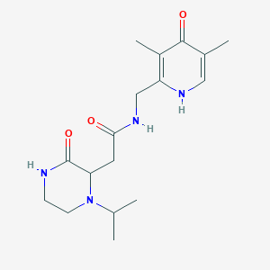 molecular formula C17H26N4O3 B3817980 N-[(4-hydroxy-3,5-dimethylpyridin-2-yl)methyl]-2-(1-isopropyl-3-oxopiperazin-2-yl)acetamide 