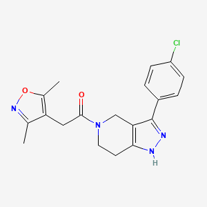 molecular formula C19H19ClN4O2 B3817983 3-(4-chlorophenyl)-5-[(3,5-dimethyl-4-isoxazolyl)acetyl]-4,5,6,7-tetrahydro-1H-pyrazolo[4,3-c]pyridine 