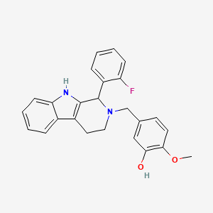 molecular formula C25H23FN2O2 B3817992 5-{[1-(2-fluorophenyl)-1,3,4,9-tetrahydro-2H-beta-carbolin-2-yl]methyl}-2-methoxyphenol 