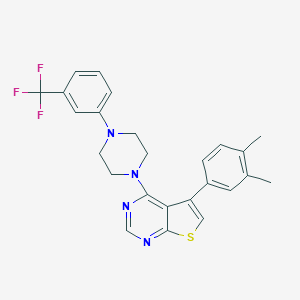 molecular formula C25H23F3N4S B381801 5-(3,4-Dimethylphenyl)-4-{4-[3-(trifluoromethyl)phenyl]-1-piperazinyl}thieno[2,3-d]pyrimidine 