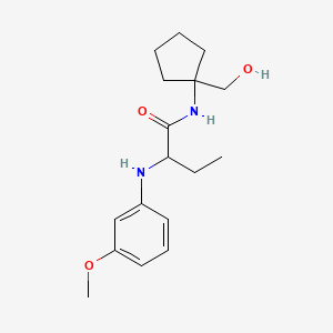 molecular formula C17H26N2O3 B3818032 N-[1-(hydroxymethyl)cyclopentyl]-2-[(3-methoxyphenyl)amino]butanamide 