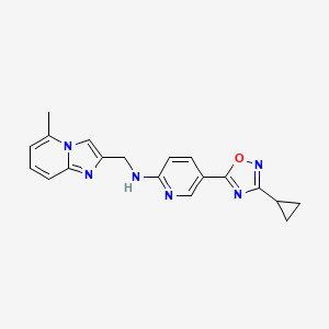 molecular formula C19H18N6O B3818045 5-(3-cyclopropyl-1,2,4-oxadiazol-5-yl)-N-[(5-methylimidazo[1,2-a]pyridin-2-yl)methyl]-2-pyridinamine 