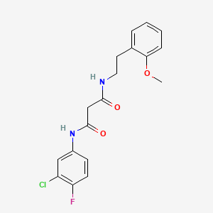molecular formula C18H18ClFN2O3 B3818059 N-(3-chloro-4-fluorophenyl)-N'-[2-(2-methoxyphenyl)ethyl]malonamide 