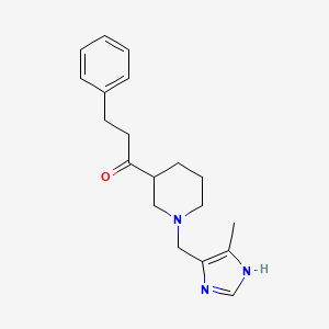 molecular formula C19H25N3O B3818077 1-{1-[(4-methyl-1H-imidazol-5-yl)methyl]piperidin-3-yl}-3-phenylpropan-1-one 