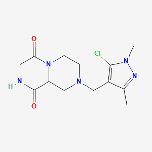 molecular formula C13H18ClN5O2 B3818106 8-[(5-chloro-1,3-dimethyl-1H-pyrazol-4-yl)methyl]tetrahydro-2H-pyrazino[1,2-a]pyrazine-1,4(3H,6H)-dione 