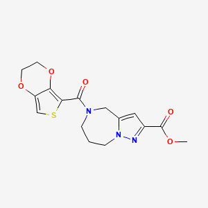 molecular formula C16H17N3O5S B3818155 methyl 5-(2,3-dihydrothieno[3,4-b][1,4]dioxin-5-ylcarbonyl)-5,6,7,8-tetrahydro-4H-pyrazolo[1,5-a][1,4]diazepine-2-carboxylate 