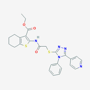 Ethyl 2-[[2-[(4-phenyl-5-pyridin-4-yl-1,2,4-triazol-3-yl)sulfanyl]acetyl]amino]-4,5,6,7-tetrahydro-1-benzothiophene-3-carboxylate