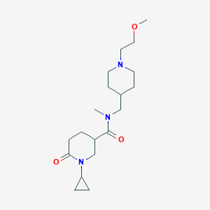 molecular formula C19H33N3O3 B3818179 1-cyclopropyl-N-{[1-(2-methoxyethyl)-4-piperidinyl]methyl}-N-methyl-6-oxo-3-piperidinecarboxamide 
