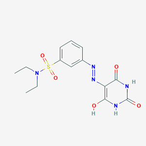molecular formula C14H17N5O5S B381820 N,N-diethyl-3-[2-(2,4,6-trioxotetrahydro-5(2H)-pyrimidinylidene)hydrazino]benzenesulfonamide CAS No. 326911-66-4