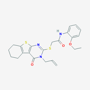 molecular formula C23H25N3O3S2 B381822 N-(2-ethoxyphenyl)-2-[(4-oxo-3-prop-2-enyl-5,6,7,8-tetrahydro-[1]benzothiolo[2,3-d]pyrimidin-2-yl)sulfanyl]acetamide CAS No. 379250-47-2
