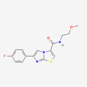 molecular formula C15H14FN3O2S B3818224 6-(4-fluorophenyl)-N-(2-methoxyethyl)imidazo[2,1-b][1,3]thiazole-3-carboxamide 