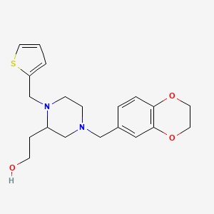molecular formula C20H26N2O3S B3818246 2-[4-(2,3-dihydro-1,4-benzodioxin-6-ylmethyl)-1-(2-thienylmethyl)-2-piperazinyl]ethanol 
