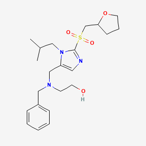 molecular formula C22H33N3O4S B3818300 2-[benzyl({1-isobutyl-2-[(tetrahydro-2-furanylmethyl)sulfonyl]-1H-imidazol-5-yl}methyl)amino]ethanol 