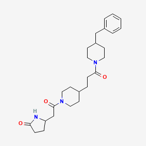 molecular formula C26H37N3O3 B3818308 5-(2-{4-[3-(4-benzyl-1-piperidinyl)-3-oxopropyl]-1-piperidinyl}-2-oxoethyl)-2-pyrrolidinone 