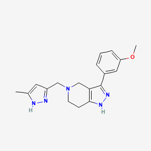 molecular formula C18H21N5O B3818313 3-(3-methoxyphenyl)-5-[(3-methyl-1H-pyrazol-5-yl)methyl]-4,5,6,7-tetrahydro-1H-pyrazolo[4,3-c]pyridine 