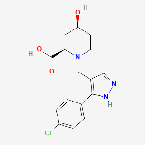 molecular formula C16H18ClN3O3 B3818329 (2R*,4S*)-1-{[3-(4-chlorophenyl)-1H-pyrazol-4-yl]methyl}-4-hydroxypiperidine-2-carboxylic acid 