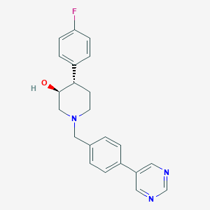 molecular formula C22H22FN3O B3818343 (3S*,4S*)-4-(4-fluorophenyl)-1-(4-pyrimidin-5-ylbenzyl)piperidin-3-ol 