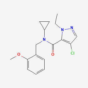 molecular formula C17H20ClN3O2 B3818351 4-chloro-N-cyclopropyl-1-ethyl-N-(2-methoxybenzyl)-1H-pyrazole-5-carboxamide 