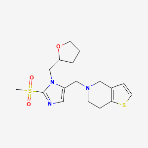 molecular formula C17H23N3O3S2 B3818358 5-{[2-(methylsulfonyl)-1-(tetrahydro-2-furanylmethyl)-1H-imidazol-5-yl]methyl}-4,5,6,7-tetrahydrothieno[3,2-c]pyridine 