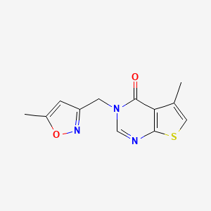 molecular formula C12H11N3O2S B3818383 5-methyl-3-[(5-methylisoxazol-3-yl)methyl]thieno[2,3-d]pyrimidin-4(3H)-one 