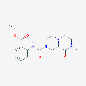 molecular formula C18H24N4O4 B3818385 ethyl 2-{[(8-methyl-9-oxooctahydro-2H-pyrazino[1,2-a]pyrazin-2-yl)carbonyl]amino}benzoate 