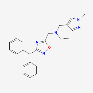 molecular formula C23H25N5O B3818393 N-{[3-(diphenylmethyl)-1,2,4-oxadiazol-5-yl]methyl}-N-[(1-methyl-1H-pyrazol-4-yl)methyl]ethanamine 