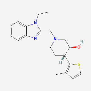 molecular formula C20H25N3OS B3818420 (3S*,4R*)-1-[(1-ethyl-1H-benzimidazol-2-yl)methyl]-4-(3-methyl-2-thienyl)piperidin-3-ol 