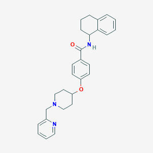 molecular formula C28H31N3O2 B3818428 4-{[1-(2-pyridinylmethyl)-4-piperidinyl]oxy}-N-(1,2,3,4-tetrahydro-1-naphthalenyl)benzamide 
