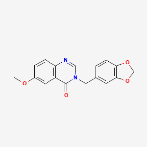 molecular formula C17H14N2O4 B3818439 3-(1,3-benzodioxol-5-ylmethyl)-6-methoxyquinazolin-4(3H)-one 