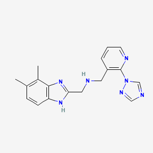 molecular formula C18H19N7 B3818479 1-(6,7-dimethyl-1H-benzimidazol-2-yl)-N-{[2-(1H-1,2,4-triazol-1-yl)pyridin-3-yl]methyl}methanamine 