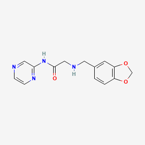 molecular formula C14H14N4O3 B3818499 2-[(1,3-benzodioxol-5-ylmethyl)amino]-N-pyrazin-2-ylacetamide 