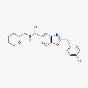 molecular formula C21H21ClN2O3 B3818543 2-(4-chlorobenzyl)-N-(tetrahydro-2H-pyran-2-ylmethyl)-1,3-benzoxazole-5-carboxamide 