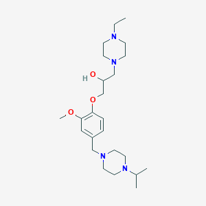 molecular formula C24H42N4O3 B3818573 1-(4-ethyl-1-piperazinyl)-3-{4-[(4-isopropyl-1-piperazinyl)methyl]-2-methoxyphenoxy}-2-propanol 