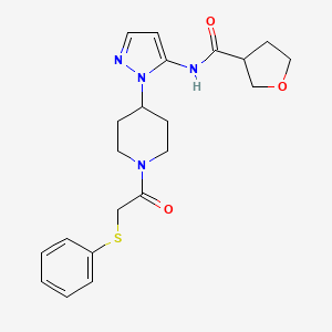 molecular formula C21H26N4O3S B3818593 N-(1-{1-[2-(phenylthio)acetyl]-4-piperidinyl}-1H-pyrazol-5-yl)tetrahydro-3-furancarboxamide 