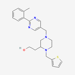 molecular formula C23H28N4OS B3818617 2-[4-{[2-(2-methylphenyl)-5-pyrimidinyl]methyl}-1-(2-thienylmethyl)-2-piperazinyl]ethanol 