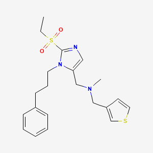 molecular formula C21H27N3O2S2 B3818663 1-[2-(ethylsulfonyl)-1-(3-phenylpropyl)-1H-imidazol-5-yl]-N-methyl-N-(3-thienylmethyl)methanamine 