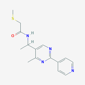 molecular formula C15H18N4OS B3818676 N-{1-[4-methyl-2-(4-pyridinyl)-5-pyrimidinyl]ethyl}-2-(methylthio)acetamide 