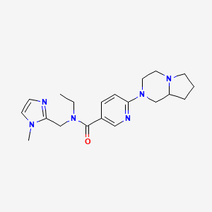 molecular formula C20H28N6O B3818681 N-ethyl-6-(hexahydropyrrolo[1,2-a]pyrazin-2(1H)-yl)-N-[(1-methyl-1H-imidazol-2-yl)methyl]nicotinamide 