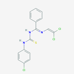 molecular formula C16H12Cl3N3S B381869 N-(4-chlorophenyl)-N'-[[(2,2-dichlorovinyl)imino](phenyl)methyl]thiourea 