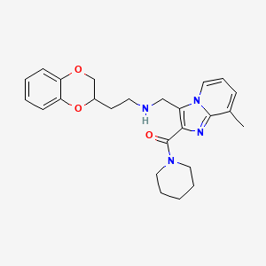 molecular formula C25H30N4O3 B3818695 2-(2,3-dihydro-1,4-benzodioxin-2-yl)-N-{[8-methyl-2-(1-piperidinylcarbonyl)imidazo[1,2-a]pyridin-3-yl]methyl}ethanamine 