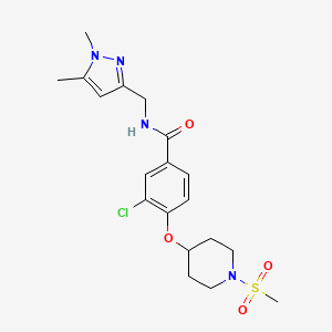3-chloro-N-[(1,5-dimethyl-1H-pyrazol-3-yl)methyl]-4-{[1-(methylsulfonyl)-4-piperidinyl]oxy}benzamide