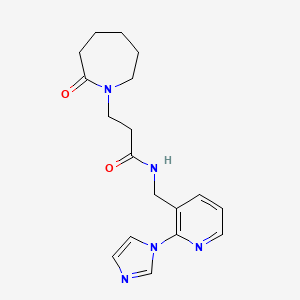 molecular formula C18H23N5O2 B3818764 N-{[2-(1H-imidazol-1-yl)-3-pyridinyl]methyl}-3-(2-oxo-1-azepanyl)propanamide 