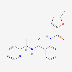 molecular formula C19H18N4O3 B3818768 5-methyl-N-[2-({[1-(4-pyrimidinyl)ethyl]amino}carbonyl)phenyl]-2-furamide 